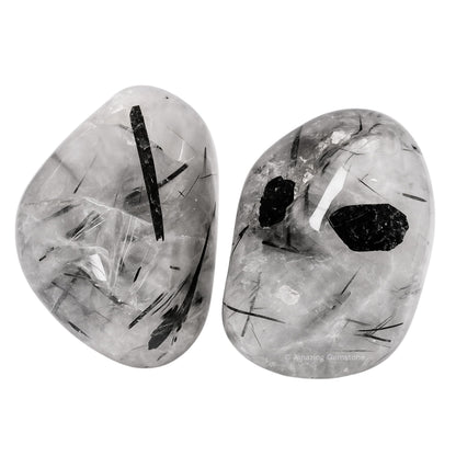 Amazing Gemstone Black Rutilated Quartz Crystals & Healing Stones Tumbled - 1 oz Black Rutilated Quartz Stone, Healing Stones for Energy Balance, Premium Polished Gems Rocks for Meditation & Wellness