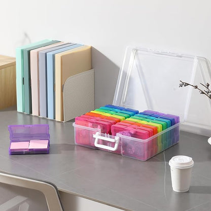 novelinks Transparent 4" x 6" Photo Cases and Clear Craft Keeper with Handle, 16 Inner Photo Organizers & Photo Storage Box, Plastic Photo Storage Containers (Color - 2Pack)