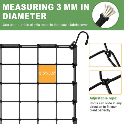 BSTPCOO 2x4 Trellis Net for Grow Tent, Stretchy Scrog Net Heavy Duty Trellis Netting with Hooks for Climbing Plants Outdoor Indoor Plant Growing Tents, Cucumber Trellis Netting Support for Garden