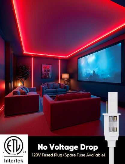 HeliosRibbon 65FT Red LED Neon Rope Lights, Waterproof, Flexible, Connectable, Model HR-MNEON-RED-20M