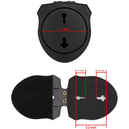 TT TYTX Police Badge Holder (Badge Not Included), Leather Universal Sheriff Badge Holder with Belt Clip, Hook and Loop Closure and Round Neck Stainless Steel Chain (Circle 2.7 Inch)