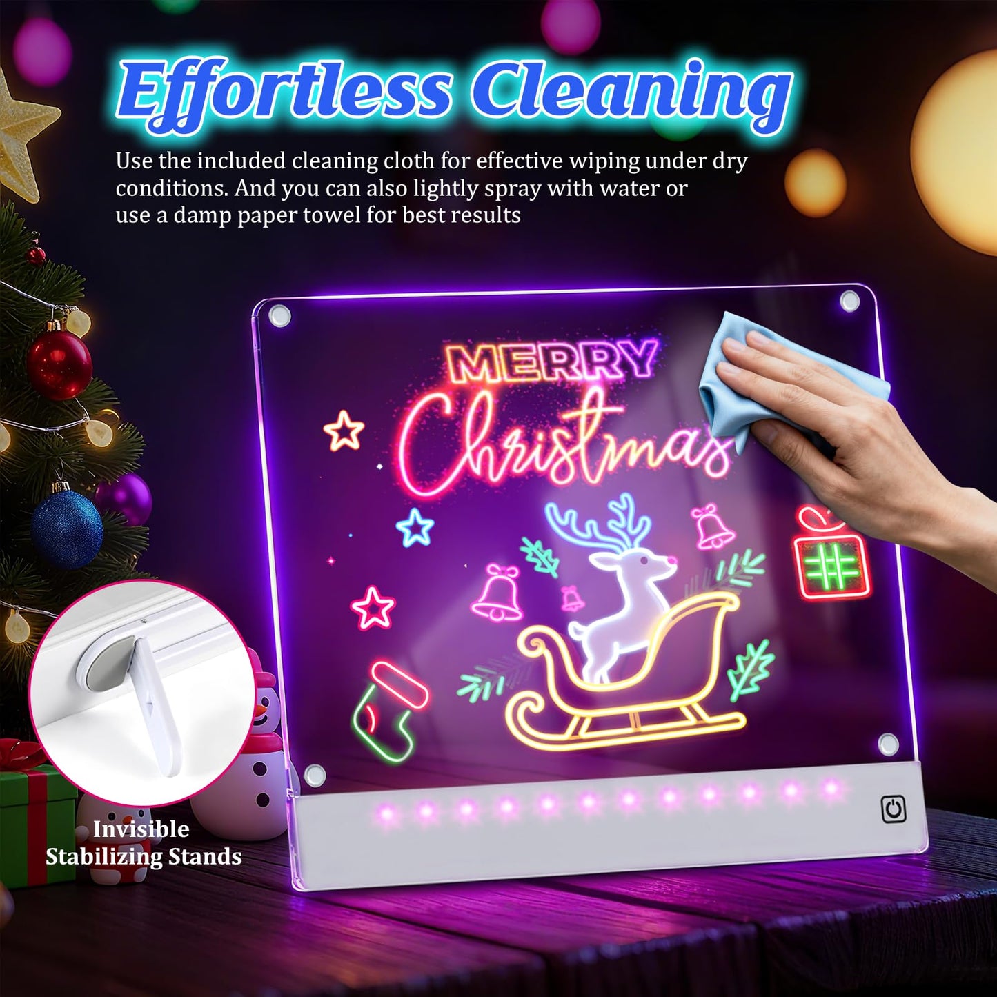 Rechargeable LED Drawing Board for Kids with Tracing Pages, Lumi Board Magnetic Light Up Acrylic Dry Erase Board, LED Note Board with 4 Magnets, Birthday Gifts Toy for Kids/Girls