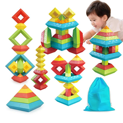 WSKC 64 PCS Building Block for Toddlers, Sorting & Stacking Toys, Montessori Toys for 3 Year Old, Stacking Blocks for Kids Ages 3 4 5 6