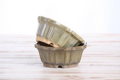 Willow Bonsai Ceramics Flower Design Bonsai Pot 4.5 Inch – Elegant Ceramic Bonsai & Succulent Planter, High‑Fired Frost‑Proof Stoneware with Drainage & Wiring Holes, Handmade in USA (Copenhagen)
