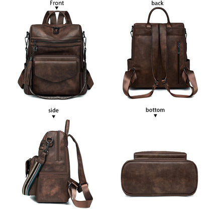 HGWSSY Womens Fashion Backpack Purse for Women Leather Multipurpose PU Ladies Shoulder Bag Travel bag Satchel Handbags (coffee)