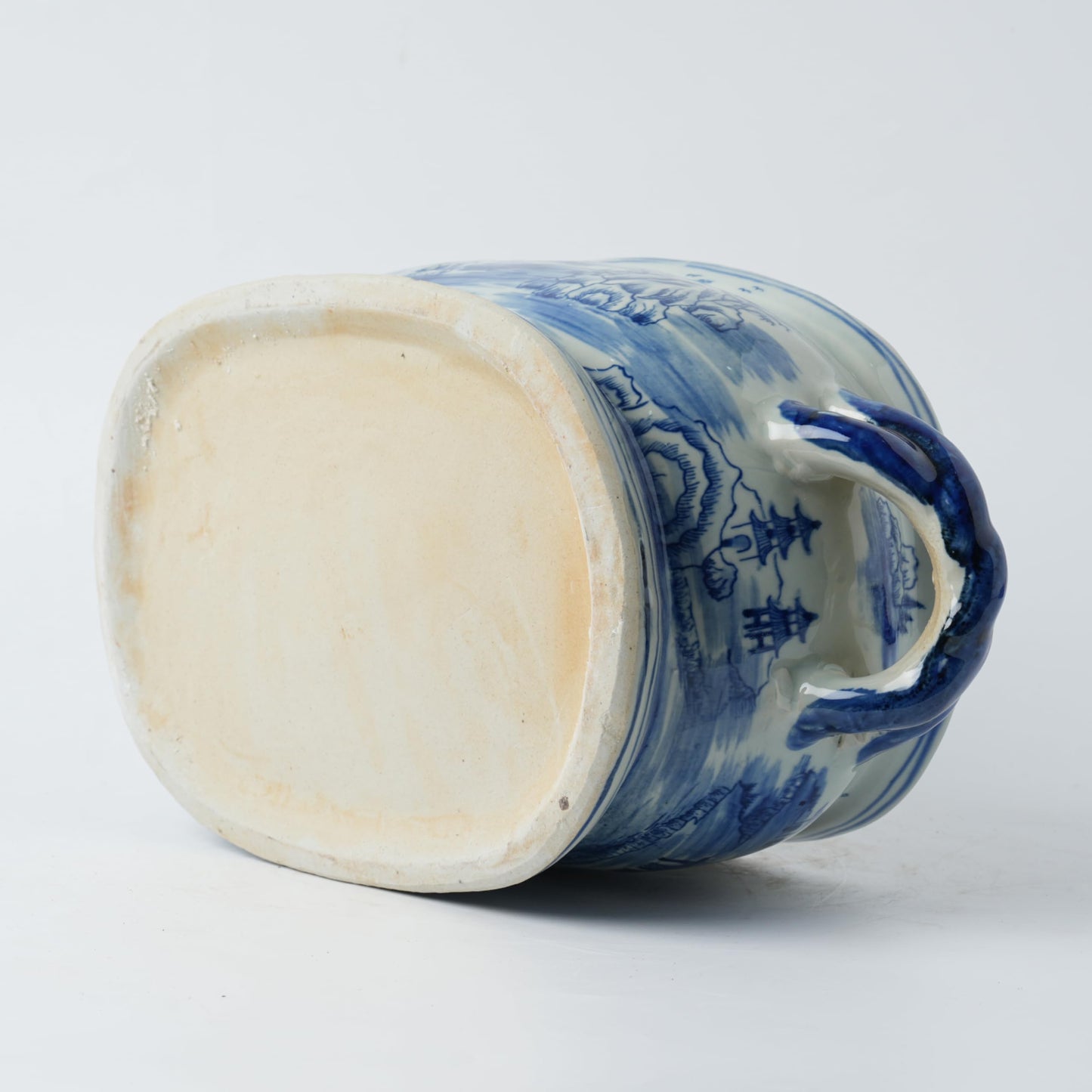 XIGGJYL JINDEZHEN Vintage Blue and White Flower & Birds Porcelain Footbath Planter Chinoiserie Scenery Motif Ceramic Flower Pot (Blue2)