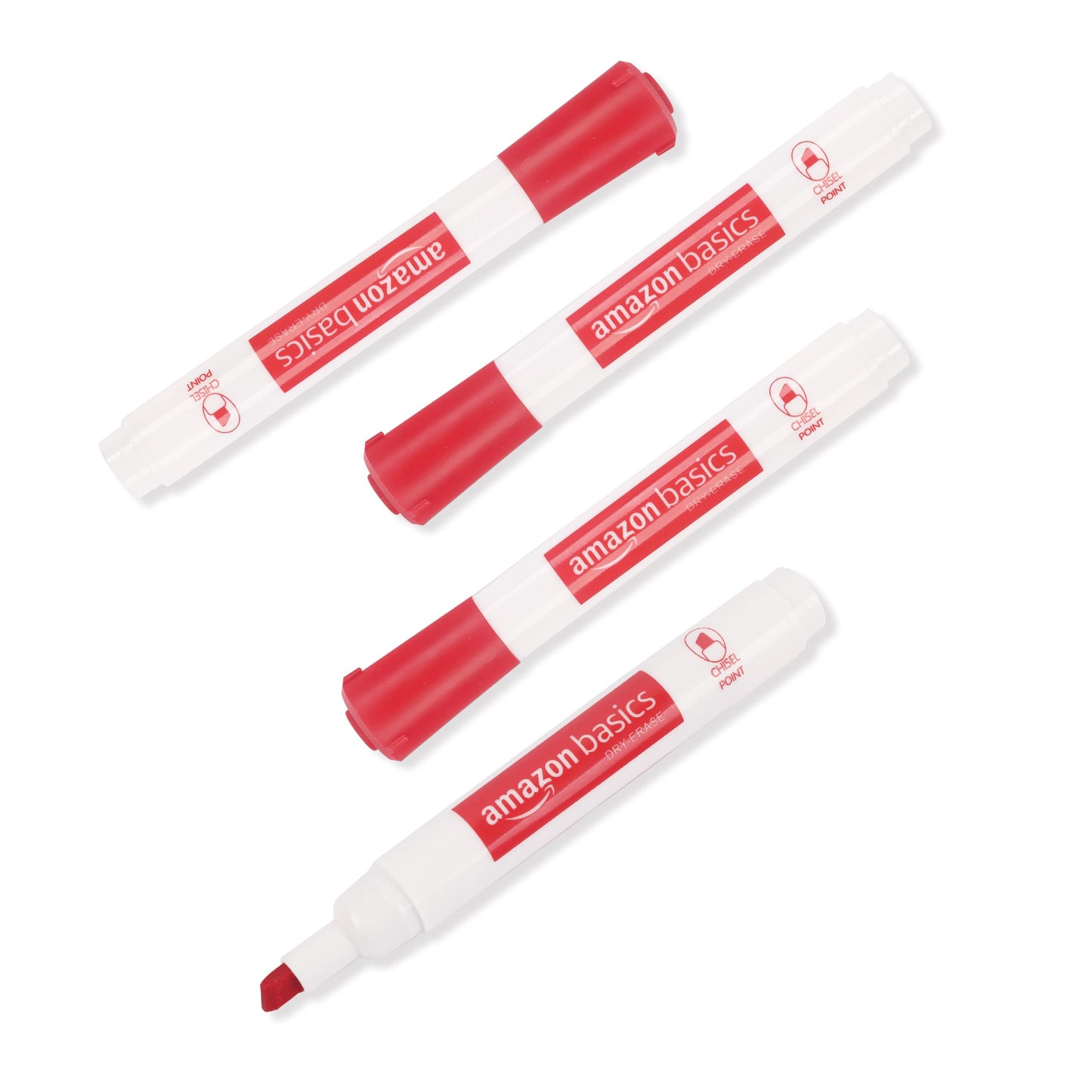 Amazon Basics Dry Erase Whiteboard Markers, Chisel Tip, Low-Odor, Red, 24-Pack, For Writing on Whiteboards