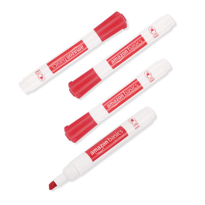 Amazon Basics Dry Erase Whiteboard Markers, Chisel Tip, Low-Odor, Red, 24-Pack, For Writing on Whiteboards