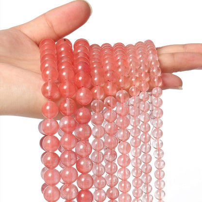 About 60pcs 6mm Natural Stone Beads Watermelon Crystal Beads Crystal Gemstone for Jewelry Making, DIY Bracelet Necklace