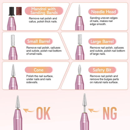 20000RPM Electric Nail Drill Compact Portable Efile Professional Manicure Pedicure Nail File Drill Kit for Acrylic, Gel Nails and Home Salon Use