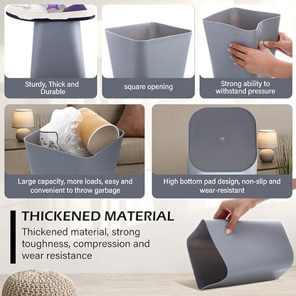 Amyhill 20 Pcs Small Trash Can 2 Gallon Plastic Garbage Can Small Waste Basket for Bathroom Office Kitchen Living Room Bedroom Home Under Desk (Grey)