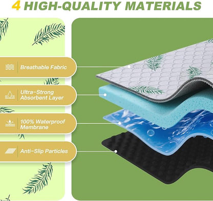 WanpeeGoo Washable Pee Pads for Dogs, 1Pack Reusable Puppy Pads, Super Absorbent & Leakproof Dog Pads, Anti-Slip Dog Pee Pads for Puppy Training & Incontinence, Leaf Pattern 72"x72"