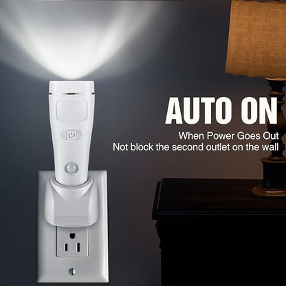 Enhon 4 Pack 4 in 1 LED Emergency Lights for Home Power Failure, Rechargeable Plug in Flashlight Motion Sensor Night Light, Automatic Turn On Power Outage Light for Home Hurricane Supplies (White)
