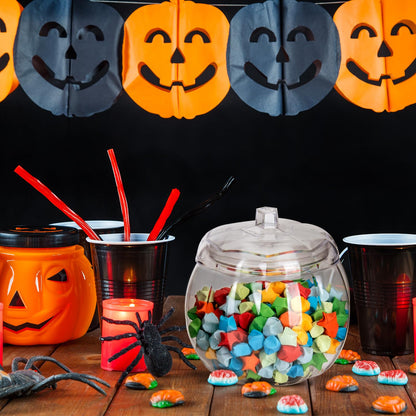 HANZE Appreciation Gifts for Teacher Women - Pumpkin Shaped Container with Lid, Plastic Pumpkin Jar for Candy, Treats, Spices, Party Ornaments, Halloween Decorations, Gift Box - Clear (2 Pack)