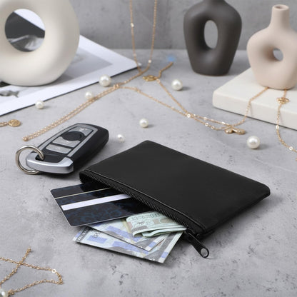 DOPENSPI 2 Pcs PU Leather Zipper Coin Purse, Mini Change Wallet Card Holder Black Zipper Pouch Small Coin Pocket Pouch for Women Men Purse Travel Daily Use