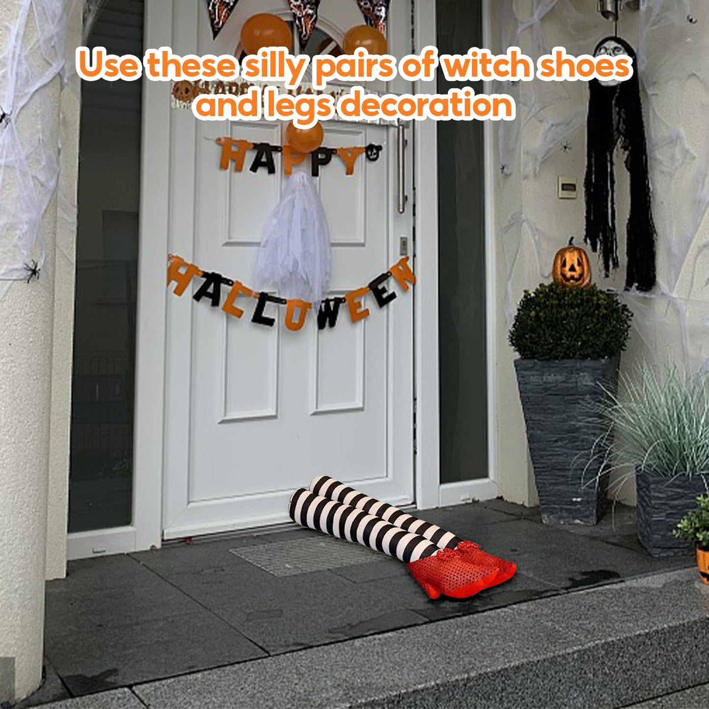 Bothyi Wicked Witch Legs Prop Halloween Decorations Craft Novelty Haunted House Decoration Witch Legs Witch Prop for Garden Halloween Outdoor Porch