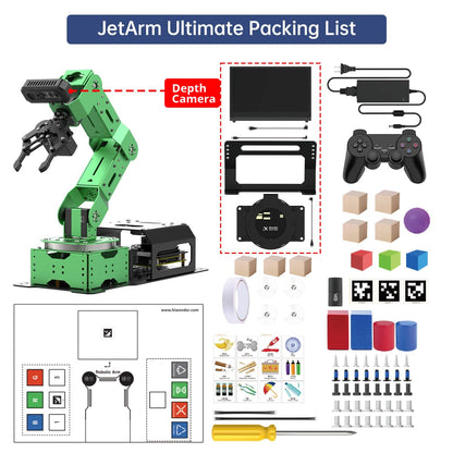 HIWONDER ROS2 ChatGPT Robotic Arm 6DOF Flexible Smart Robot Large AI Models Programming Robot Arm Kit ROS Education AI Vision & Voice Command Scene Understanding, JetArm Ultimate & Jetson Orin Nano 8G