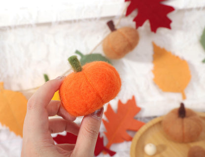 Fall Banner for Home -Fall Harvest Garland- Felt Pumpkin and Maple Leaf Banner, Autumn Thanksgiving Party Decorations