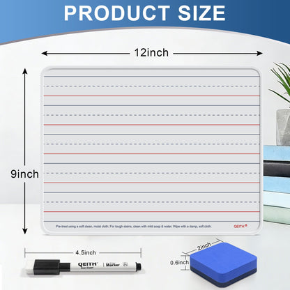 Dry Erase Boards, 6 Pack 9”x12” Magnetic Double Sided Portable Personal Small Whiteboards with Lines, Include 6 Markers, 6 Erasers, 6 X 52 Foam Letters for Kids, Students, Teachers Classroom School