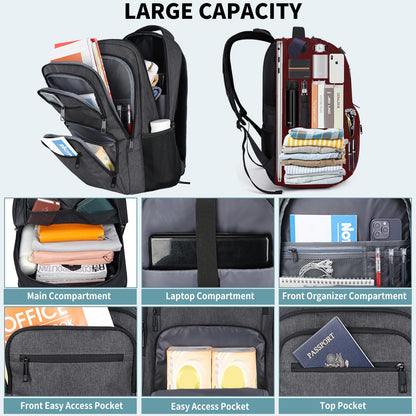 Skaypibs Backpck for Men Women School Backpack for Boys Teens 15.6 inch Laptop Back Pack with Reinforced Straps Bookbag for College High Middle SchoolBusiness Work Mochilas Black