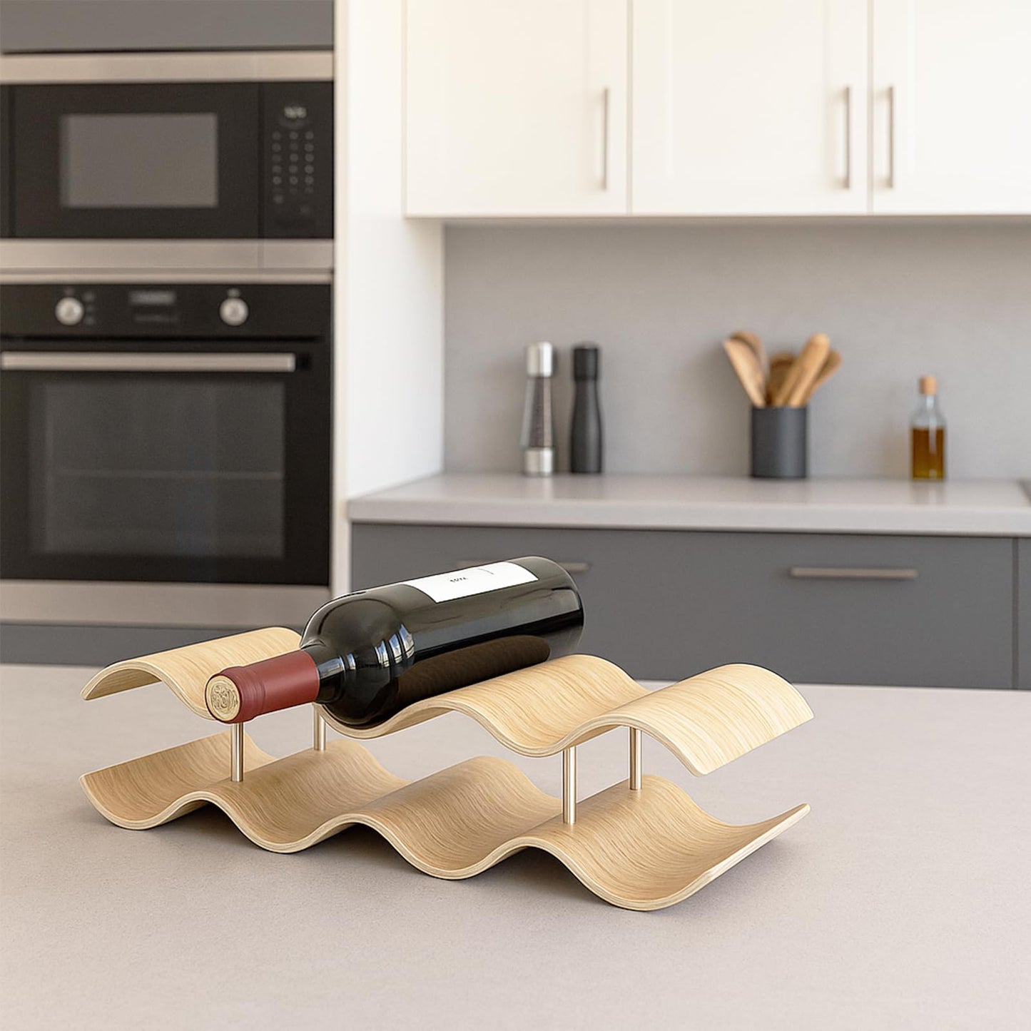 Bellglee Wine Racks Countertop, 2-Tier Wooden Wine Rack Inserts for Cabinet, Bottle Holder Stand, 7 Bottles Freestanding Wine Storage Cabinet Shelf Organizer for Home Décor, Bar and Pantry