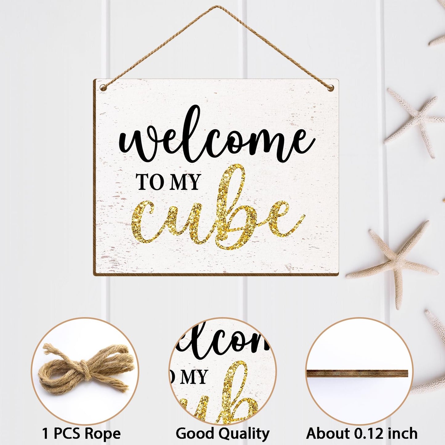 Welcome Cubicle Decor, 8 X 10 Inches Funny Office Space Decor Wall Hanging Wooden Signs for Wall Hanging Decor, Decorative Signs & Plaque -53