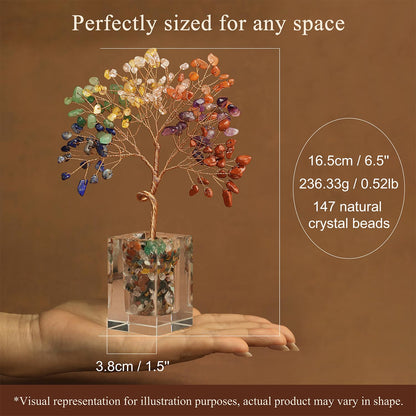 MAGIC AND MIRACLES Rose Quartz Crystal Tree of Life Office Desk Decor for Women Home Living Room Decorations, Handmade Bonsai Tree for Emotional Support Harmony Natural Healing