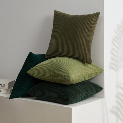 Topfinel Corduroy Throw Pillow Covers Pack of 2 Gray 16"x16" No Insert with Hidden Zipper | Decorative Cushion Covers for Fall, Halloween, Thanksgiving, Christmas Green