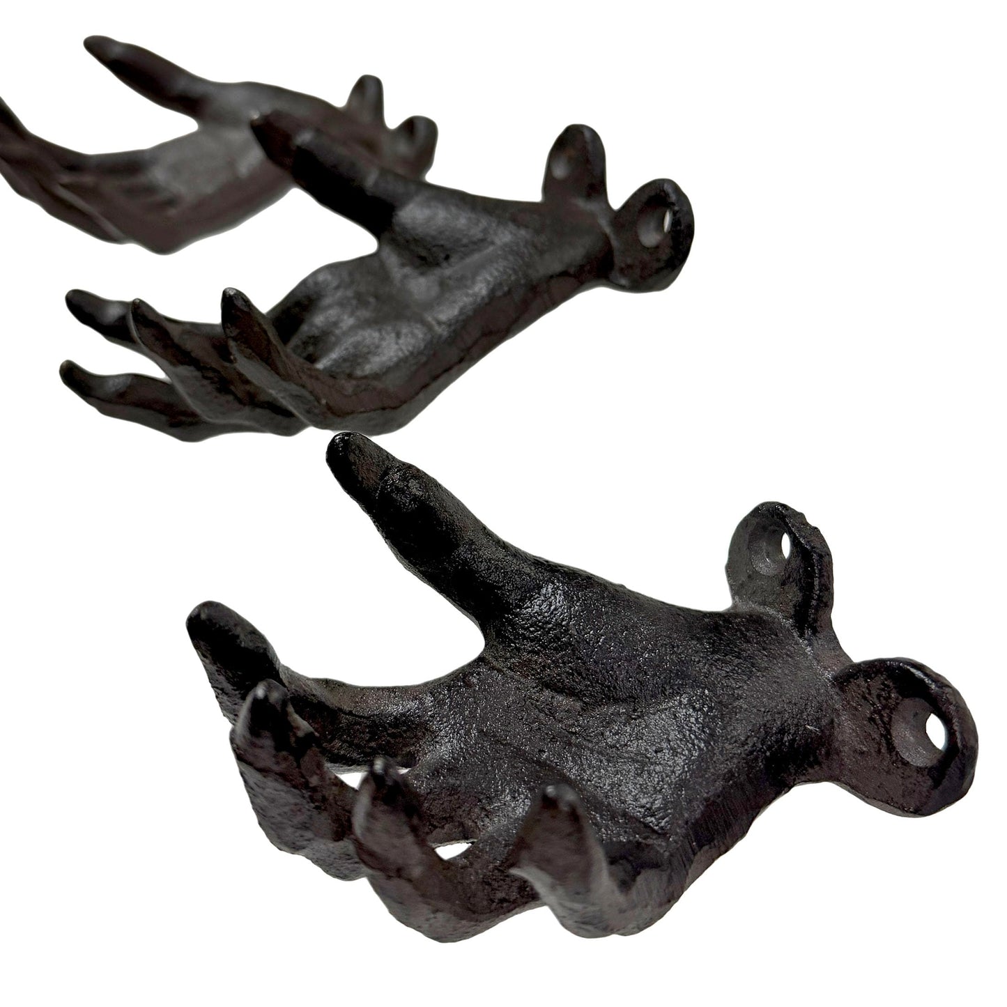 Zeckos Set of 3 Cast Iron Creepy Hand Decorative Wall Hooks, Antique Black Distressed Gothic Decor for Light Items, 2.25 x 3.25 x 4 Inch, Indoor Entryway, Bedroom, Jewelry and Keys
