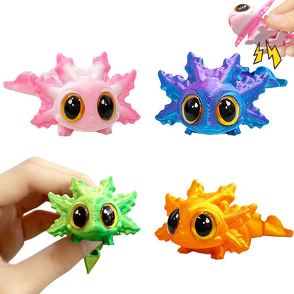3D Printed Magnetic Axolotl Animals - 4PCS Articulated Salamander Toys for Adults, Decorative for Home, Office, Kitchen，Refrigerator, Metal Surfaces, Stocking Stuffers Bulk, Birthday Party Halloween