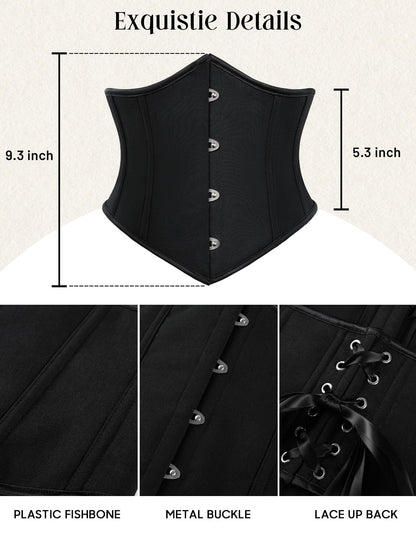 Scarlet Darkness Women Corset Belt Wide Waist Lace Up Pirate Accessories Belt Black Size 10