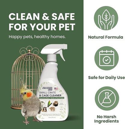 Atlantic Rush Small Animal Cage Cleaner Spray- 24oz Bottle Cage and Crate Cleaner for Guinea Pig, Hamster, Rabbit, Ferret, & Birds- Cage Cleaning Supplies Odor Eliminator