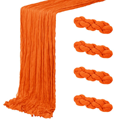 4 Pack Orange Cheesecloth Table Runner 20 x 120 inch Gauze Table Runners 10 FT Long,Semi Sheer Cheese Cloth Fabric Table Runner Bulk for Wedding,Party,Baby Shower,Bridal Shower Decoration