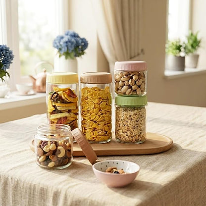 SHOWIN Overnight Oats Containers with Lids, 24oz Glass Jars with Lids 8 pcs, Milk White, Wide Mouth Mason jars for Salad, Yogurt, Snacks, Meal Prep