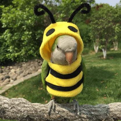 Bird Costume Diaper Flight Suit Bee Shape Clothes Cosplay Photo Prop for Parrots Lovebird Budgie Parakeet Cockatiel Sun Conure, Small Animals Apparel (Bee Without Diaper, Medium), Green (BPF1)