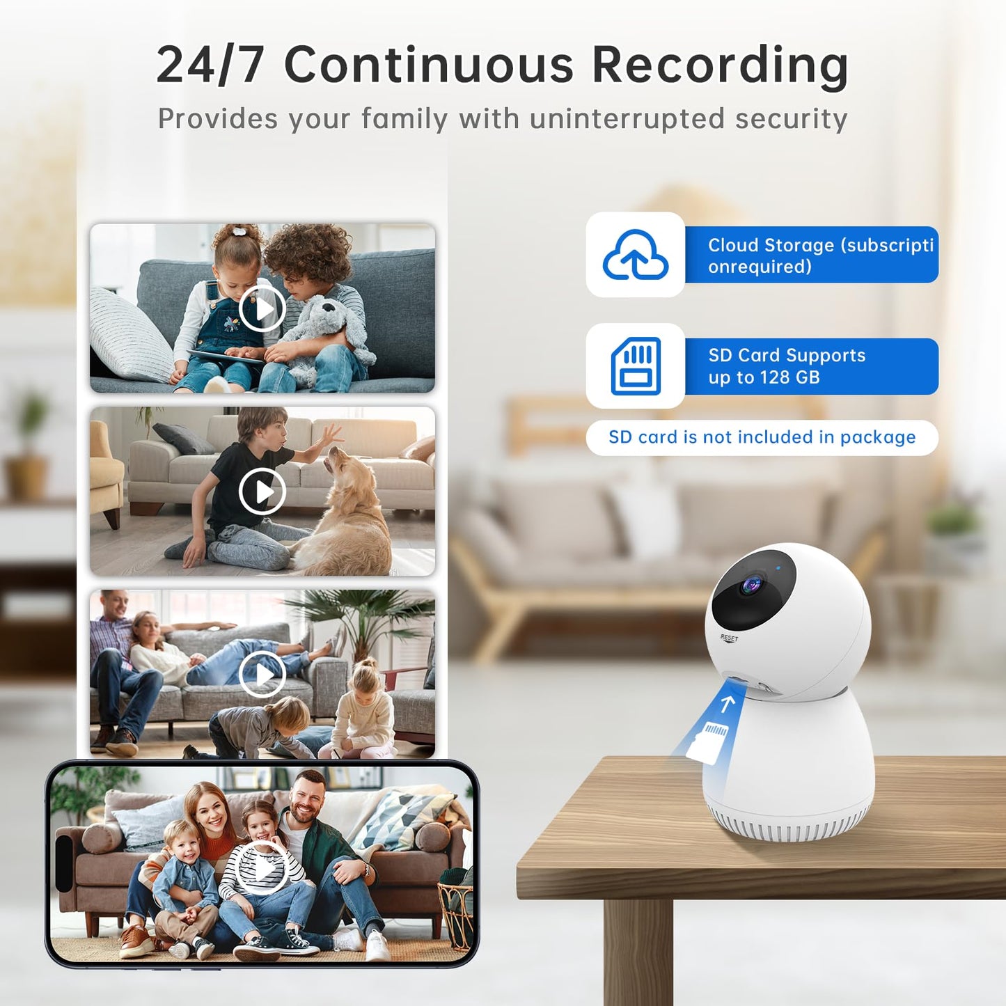 NoahTec Indoor Camera,1080P Pet Camera Baby Monitor,AI Motion Detection, 2-Way Talk, Night Vision, Siren, Compatible with Alexa