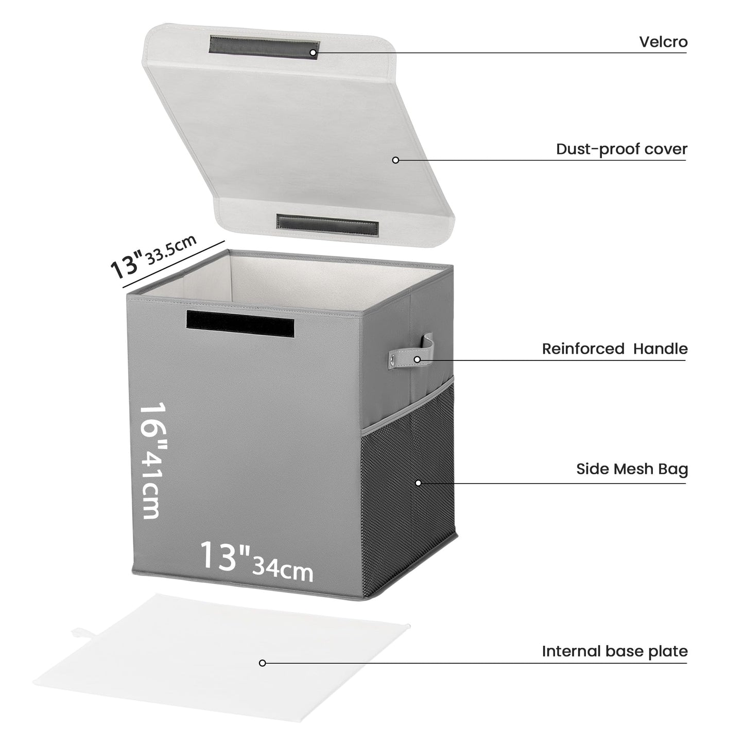 ADEHMDA 40L Large Toy Storage Box with Lid, Large Toy Box Chest for Kids, Girls and Boys, Nursery Room and Living Room, 13"x13" x16" - Grey