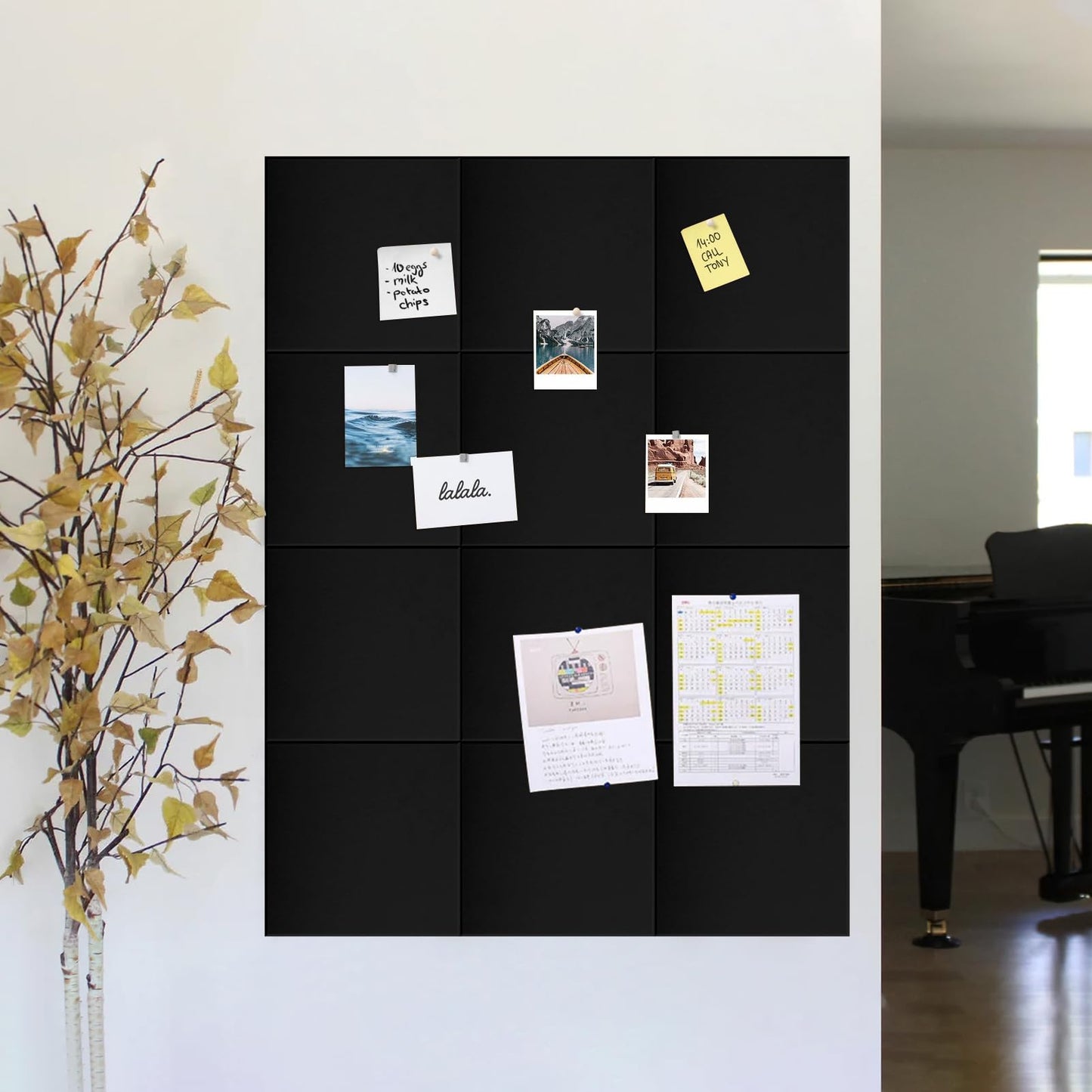 Large Bulletin Board 48"x 24" Cork Boards for Walls, 8 Pack Felt Wall Panels Photo Board, Cork Board for Office Home Pin Board