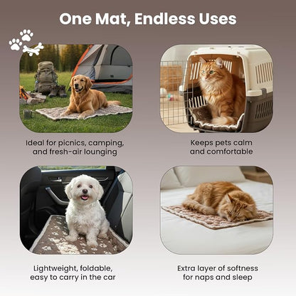 PetMat in Mocha/Beige| Organic Cotton Crate Pad for Small Dogs, Cats & Nursery | Seamless & Reversible | Washable | 3D Knit Comfort | 28x40 in Mat for Crates or Changing Tables