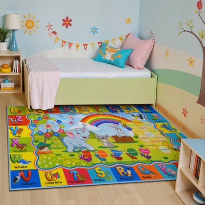 STARUIA ABC Kids Rug for Playroom, Non-Slip Educational Toddler Rug for Learning Alphabet Animals Numbers Months Shapes, Washable Playroom Rugs for Daycare Classroom Nursery Decor (36"X59")