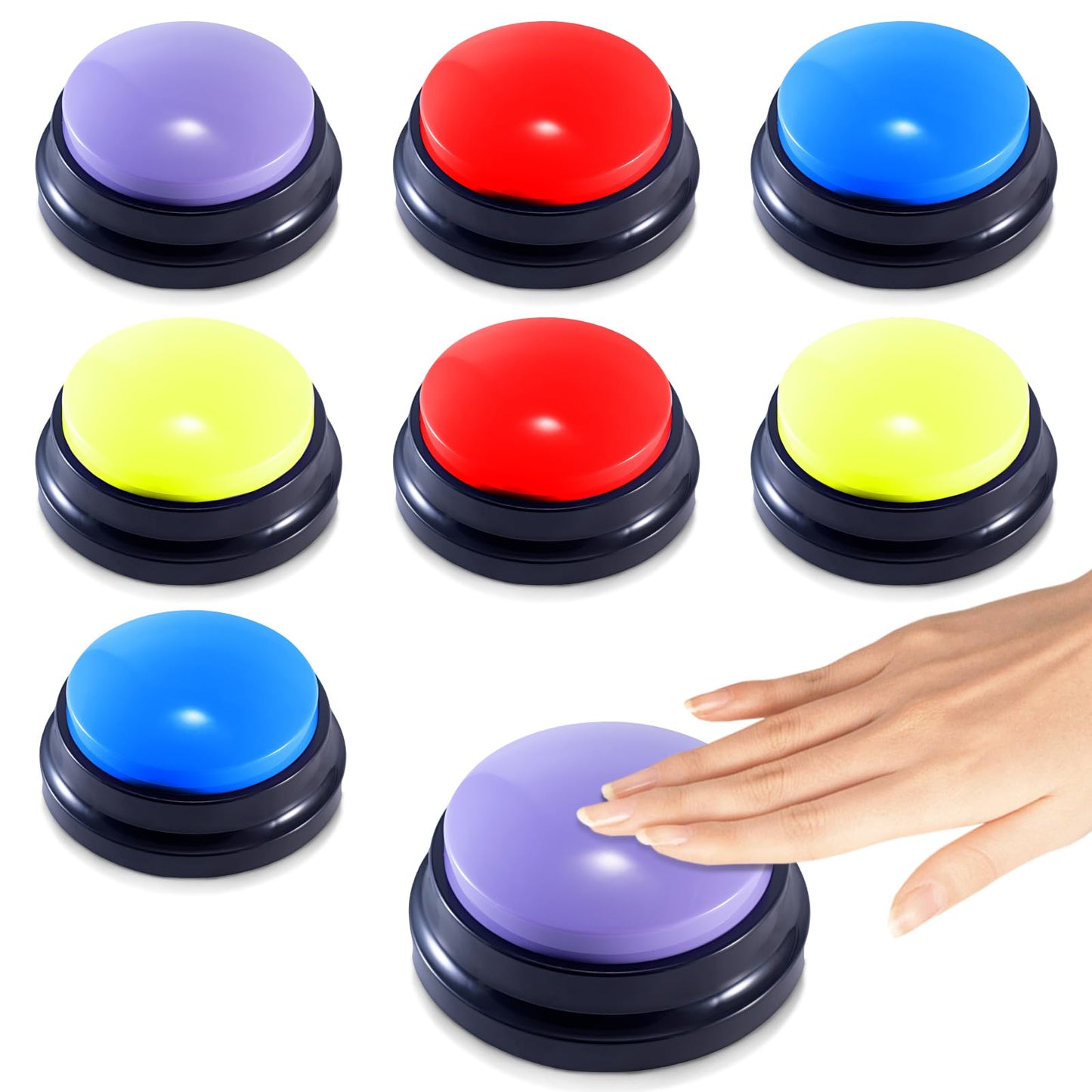 PQJSJDR 8 Pieces Voice Recording Button Dog Buttons for Communication Pet Training Buzzer Recordable Answer Buzzers Button Game Show Buzzers Funny Gift for Family Study Office Home Trivia Nights