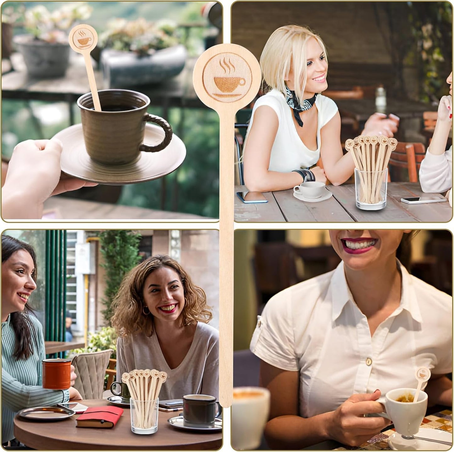 HLSN 200Pcs Coffee Stirrers- 5.9 Inch Natural Wooden Coffee Stirrers With Round Ends, Disposable Biodegradable Cafe Grade Coffee Stir Sticks Wood Beverage Mixer for Coffee Cocktails Milk Tea