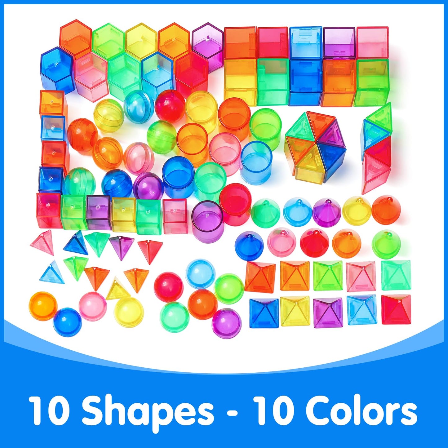 Odoorgames 100 Pcs Translucent Bear Counters - 100 Pcs 3D Shapes for Teaching - Geometric Solids and Geometry Manipulatives for Classroom - Enhance Learning Experience
