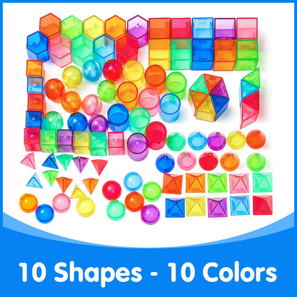 Odoorgames 100 Pcs Translucent Bear Counters - 100 Pcs 3D Shapes for Teaching - Geometric Solids and Geometry Manipulatives for Classroom - Enhance Learning Experience