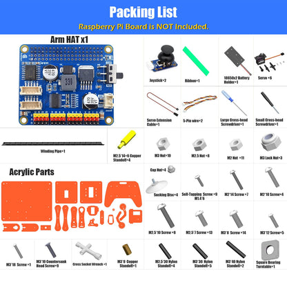 Adeept 5-DOF Robotic Arm Kit Compatible with Raspberry Pi 4 B 3 B+ B A+, Programmable DIY Coding STEM Educational 5 Axis Robot Arm with Python Code and Tutorials(PDF) - Orange