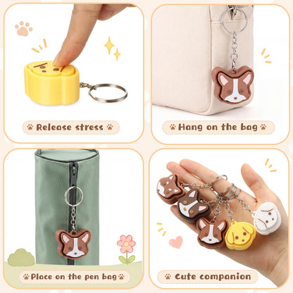 Kenning 12 Pcs Clicker Fidget Keychain, 3D Sensory Clicker Fidget Toys Decompression Button Stress Relief Gifts for Adults, Coworkers, Summer, Graduation, Office Party Favors (Dog)