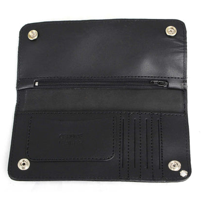 Milwaukee Leather Men's Genuine Leather Tri-Fold Biker Wallet w/Anti-Theft Stainless Steel Chain - 4 Inch