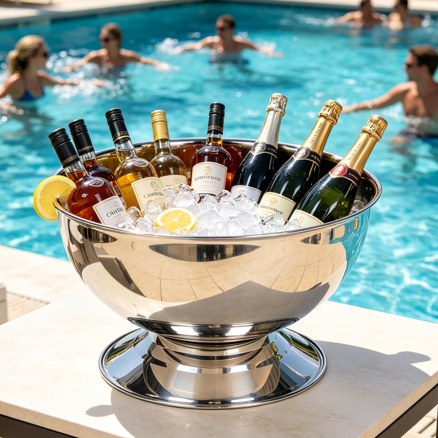 Yeatruojeet 12L Large Ice Bucket for Parties,Silver Stainless Steel Beverage Tub with Scoop – Champagne Bucket for Mimosa Bar Supplies, Wine Cooler Bucket, Drink Bucket for Celebrations