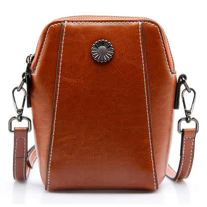 Designer Leather Small Crossbody Bags Purses for Women Cell Phone Bag Soft Women's Shoulder Handbags Gifts for Women (Brown)