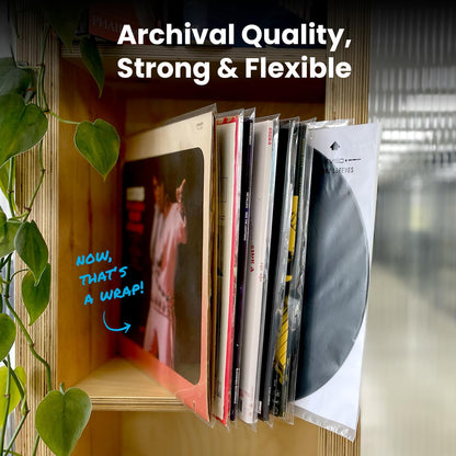 EVEO 50 Vinyl Record Sleeves Outer – Crystal Clear Outer Vinyl Sleeves LP Album Covers 12.75"x12.75" | Perfect Fit Protective 3 Mil Protection for Single & Double LPs - Archival Quality